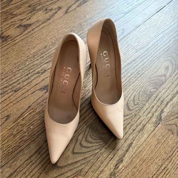 Gucci Leather Pumps Elegant Beige/pink Stiletto Heels - Picture 10 of 10